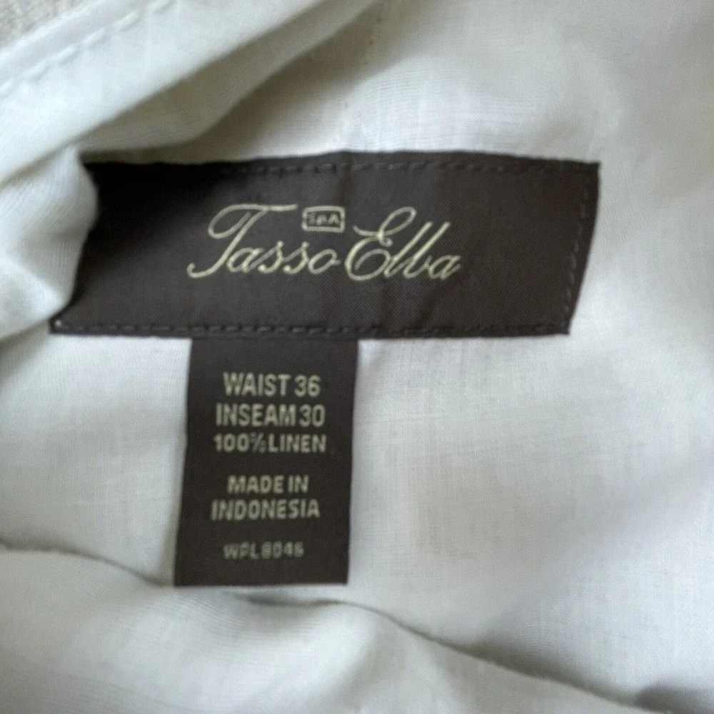 Tasso Elba Pants Mens 36 x 30 Linen Ivory Lightweight Summery Golf Outdoors